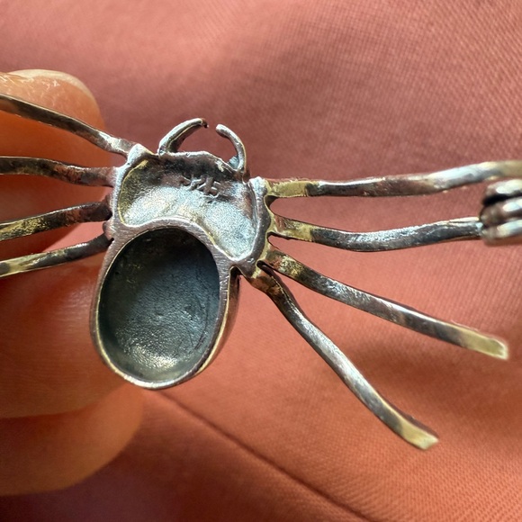 Vintage 925 Sterling Silver and Marcasite Gothic Spider Brooch - Picture 5 of 5